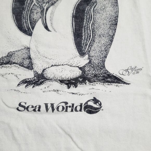 VTG 80s SEAWORLD Hugger Fluid Visions 1986 Made In The USA T Shirt Unisex - Picture 6 of 10